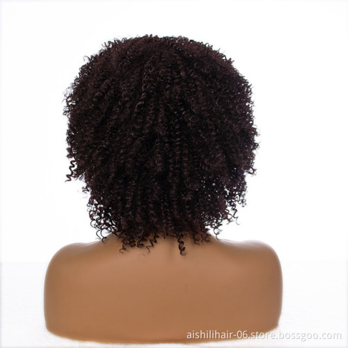 Wholesale  stort heat resistant  brown afro kinky curly wig synthetic hair wigs for black women